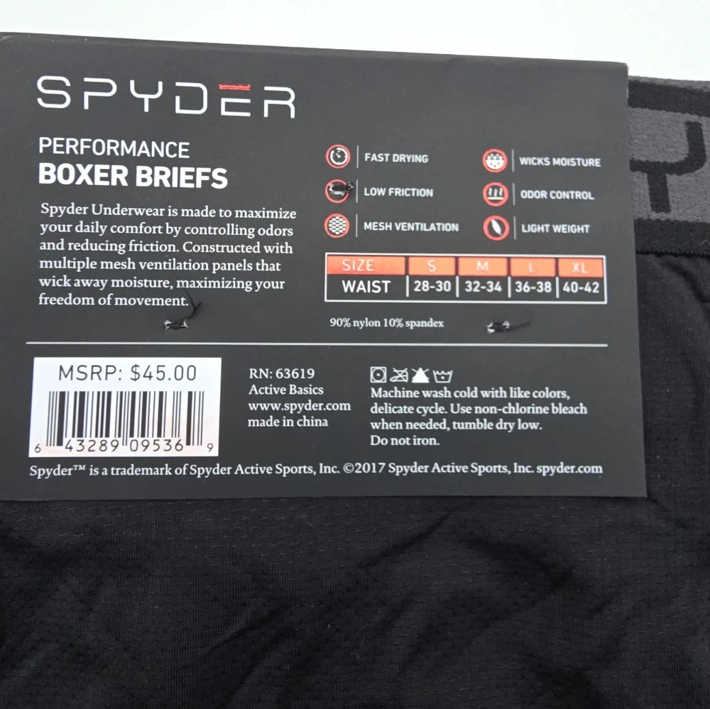 Men's Spyder Performance Mesh Boxer Briefs 2 Pack Large Nylon